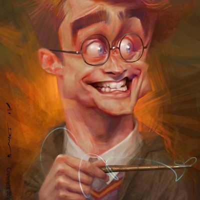 Karikatur Daniel Radcliffe als Harry Potter, gezeichnet von Xi Ding