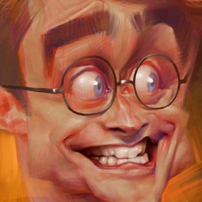 Ausschnitt von der Karikatur Daniel Radcliffe als Harry Potter, gezeichnet von Xi Ding