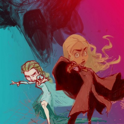 Karikatur Daenerys (Khaleesi) und Elsa (Eiskönigin) - Schritt 09