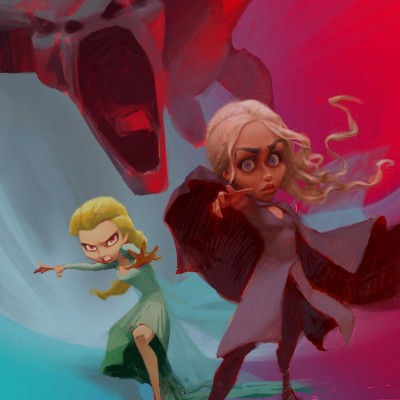 Karikatur Daenerys (Khaleesi) und Elsa (Eiskönigin) - Schritt 16