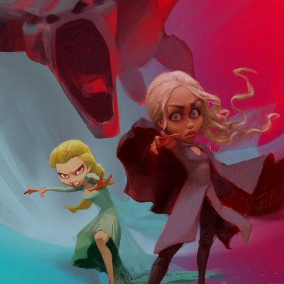 Karikatur Daenerys (Khaleesi) und Elsa (Eiskönigin) - Schritt 18