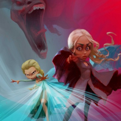 Karikatur Daenerys (Khaleesi) und Elsa (Eiskönigin) - Schritt 20